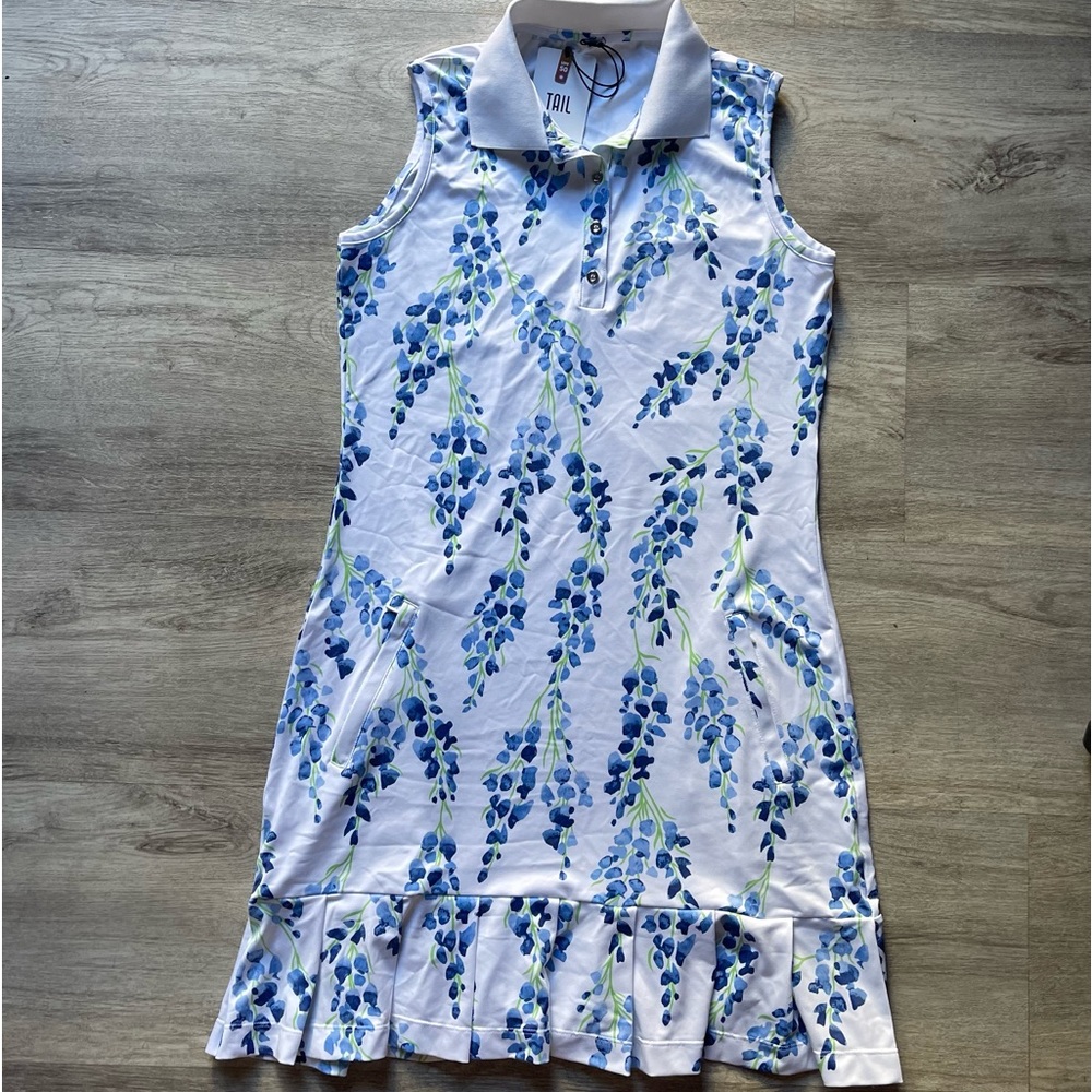 NWT Tail Activewear White with Blue Flowers Tennis Dress.